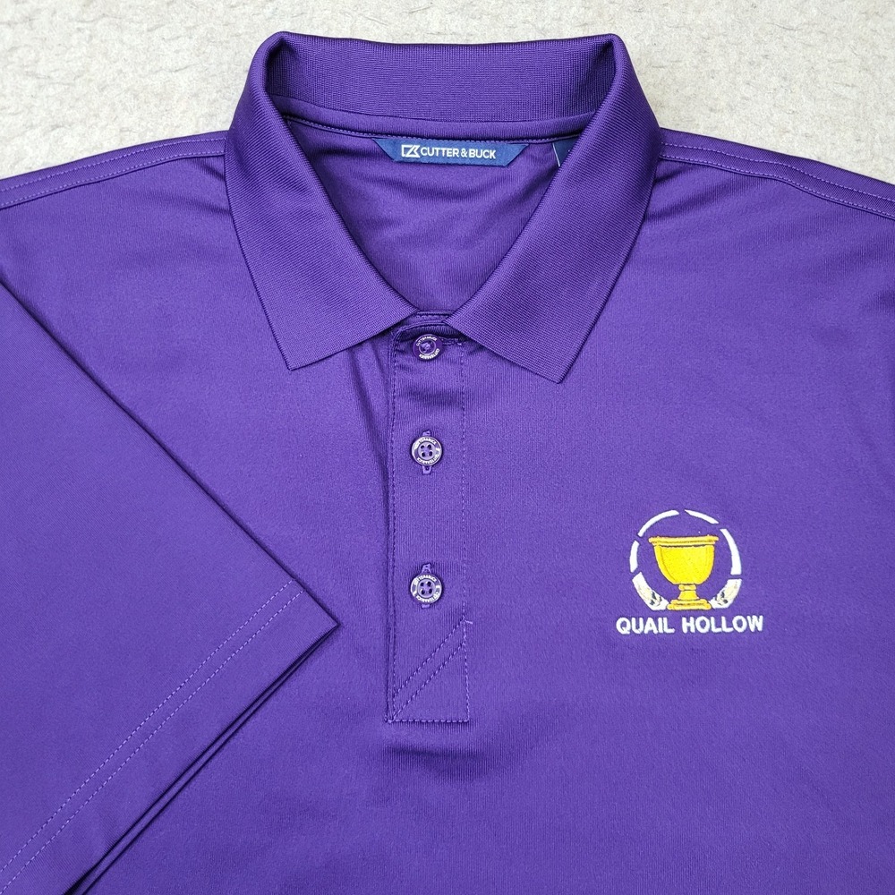 Quail Hollow Presidents Cup Polo Shirt Cutter Buck Mens M Purple Short Sleeve